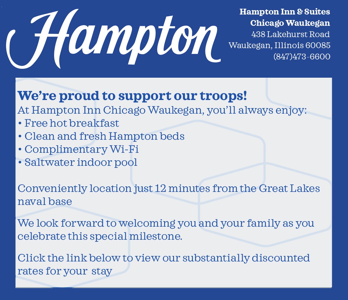 Navy Grad Stay at Hampton Inn & Suites Waukegan